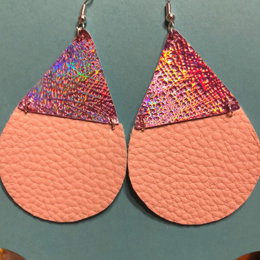 Stacked leather earrings